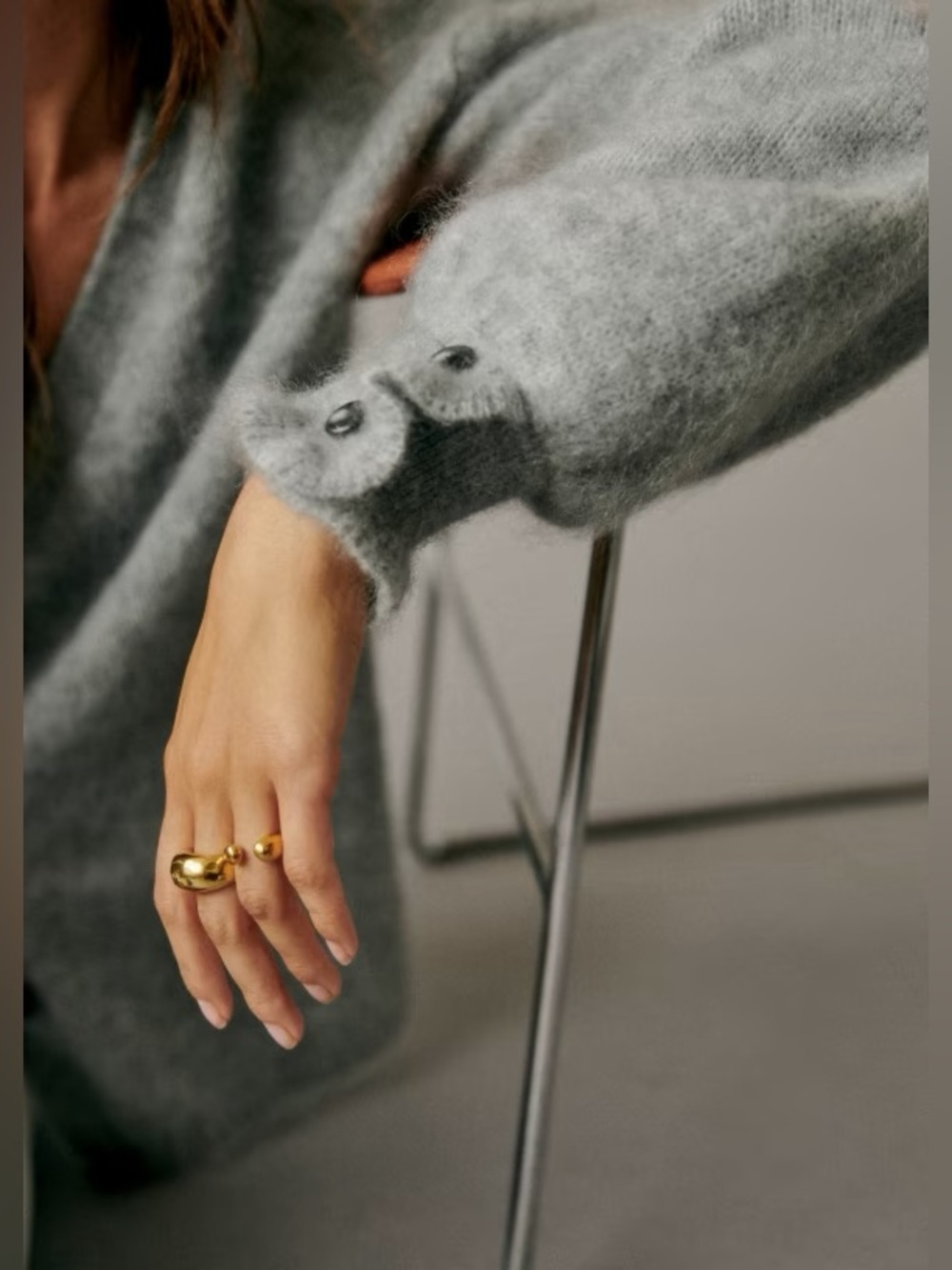 Sézane Mia Mohair Wool Blend Cardigan in Grey - Picture 4 of 10